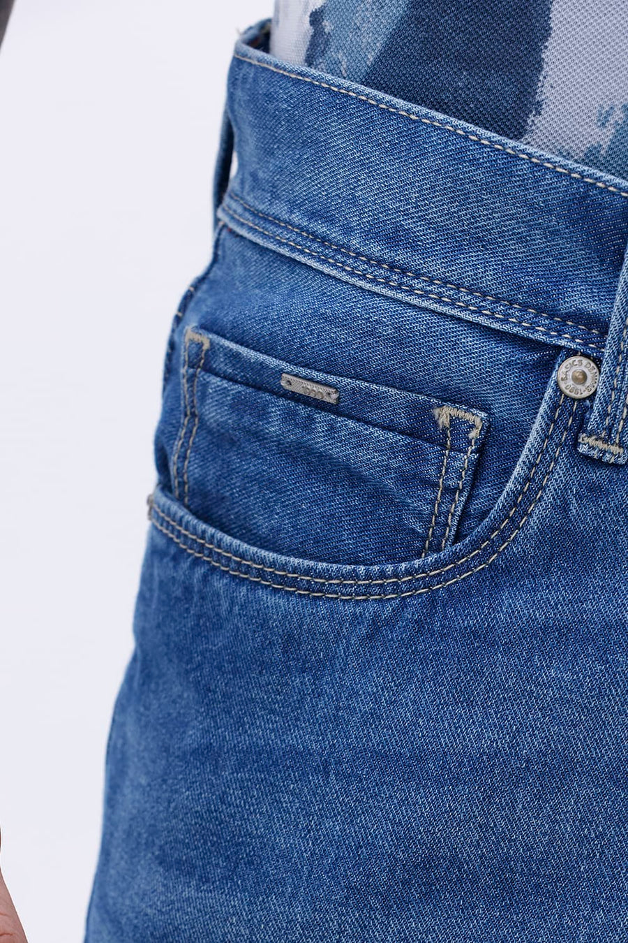 BASICS RELAXED FIT GREEN COTTON PLAIN JEANS