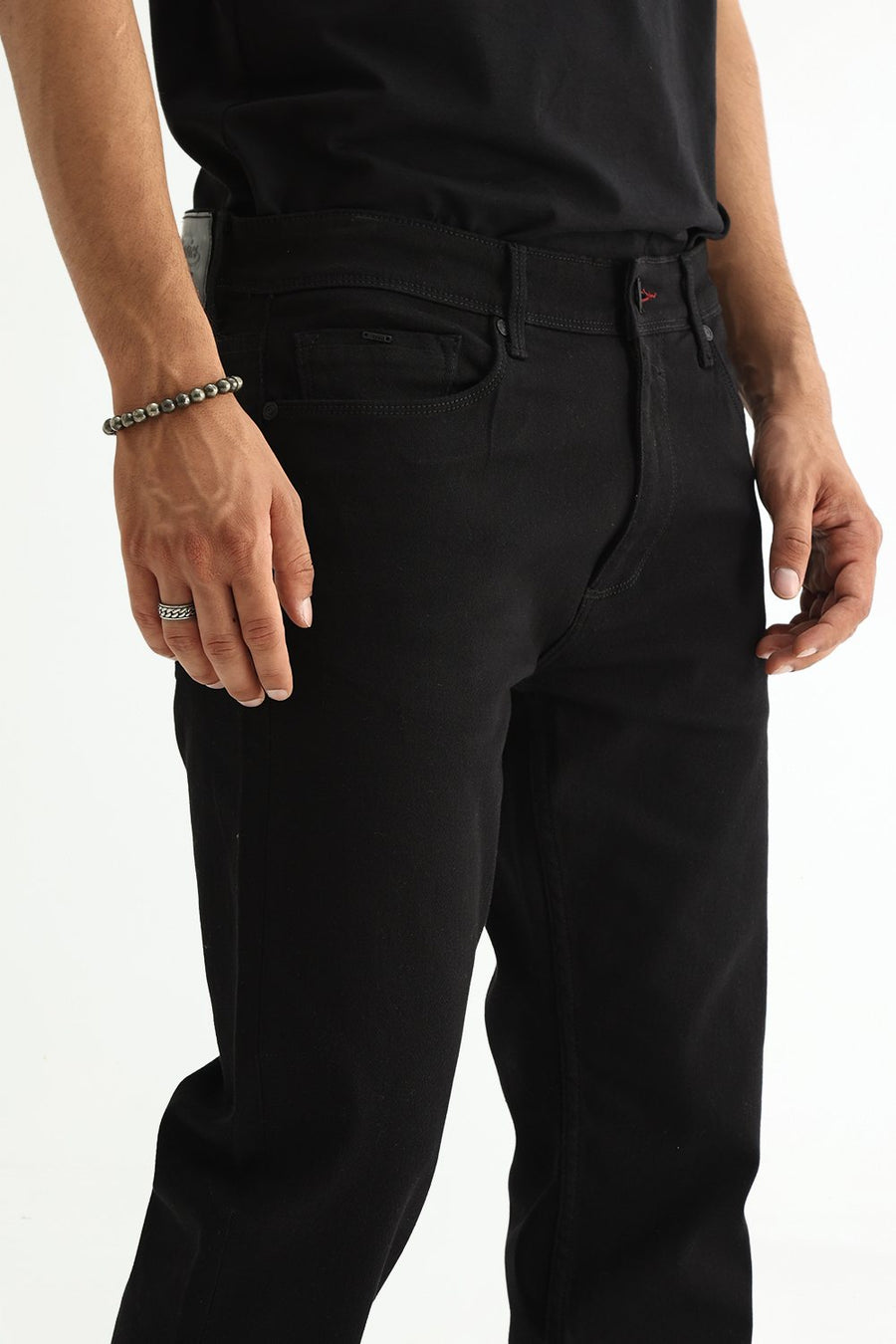 BASICS DRIFT FIT GREEN COTTON STRETCH PLAIN JEANS