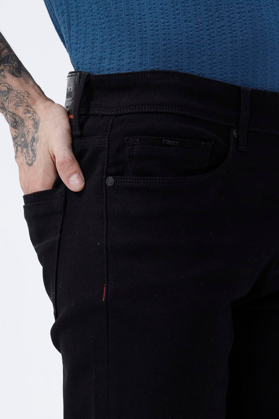BASICS DRIFT FIT GREEN COTTON STRETCH PLAIN JEANS