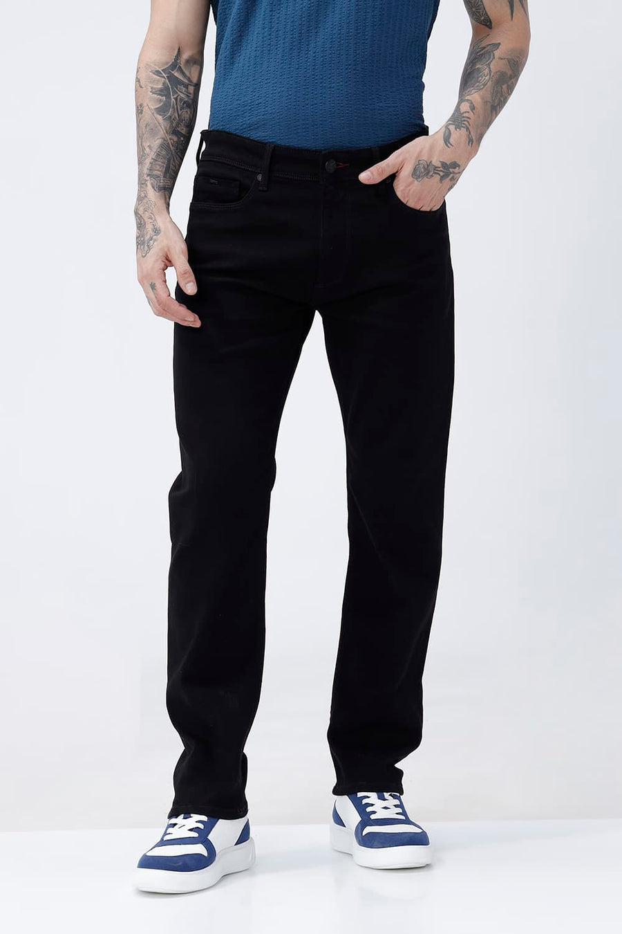 BASICS DRIFT FIT GREEN COTTON STRETCH PLAIN JEANS
