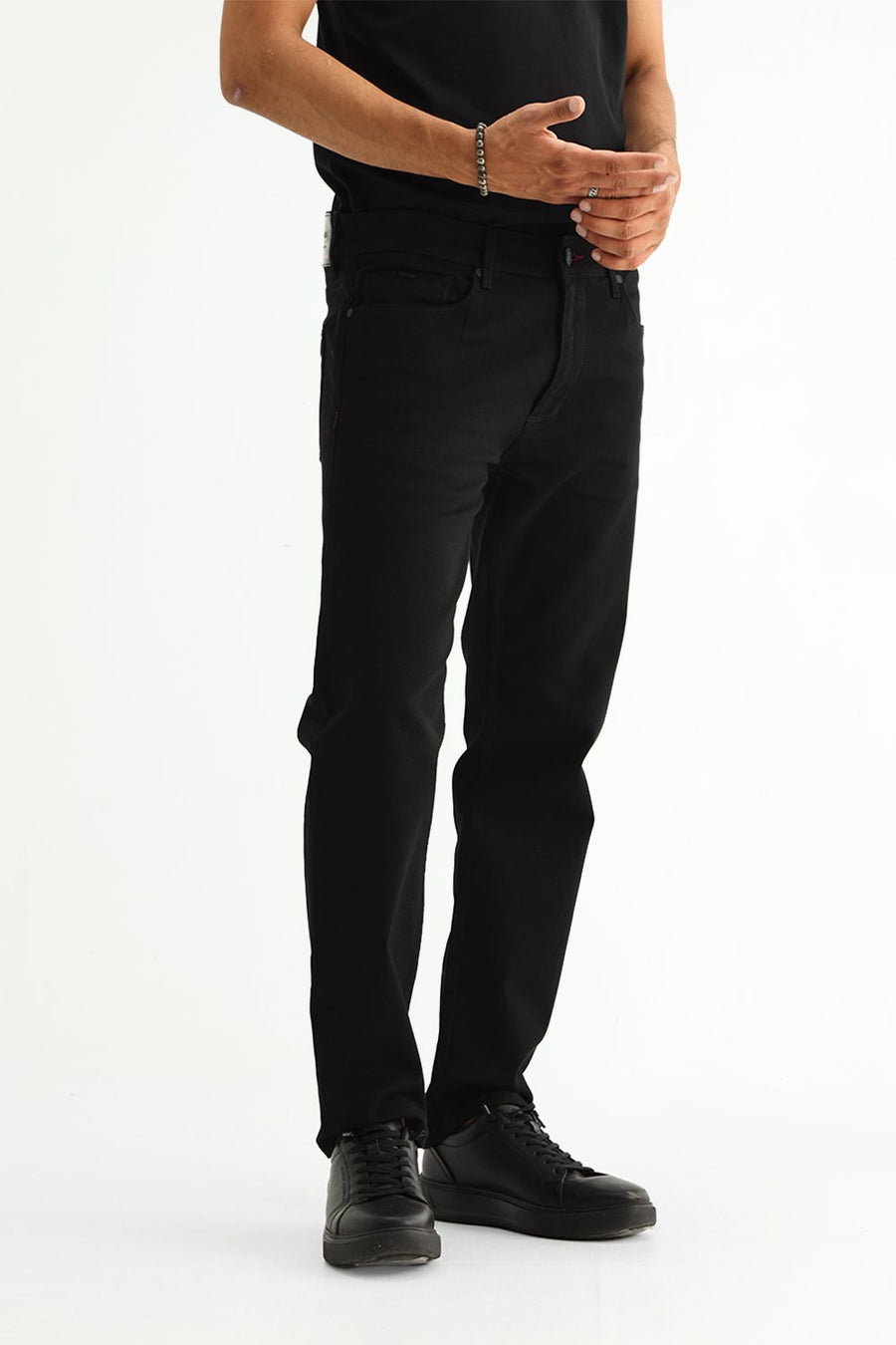 BASICS DRIFT FIT GREEN COTTON STRETCH PLAIN JEANS