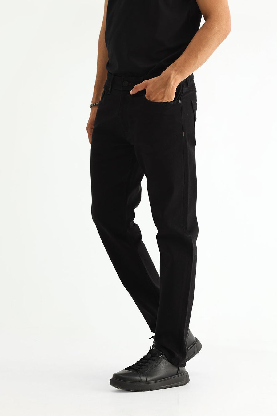 BASICS DRIFT FIT GREEN COTTON STRETCH PLAIN JEANS