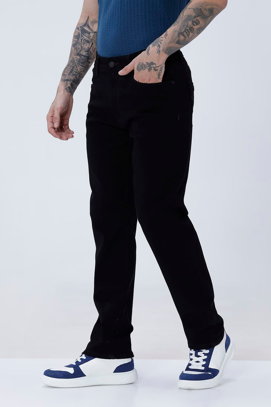 BASICS DRIFT FIT GREEN COTTON STRETCH PLAIN JEANS