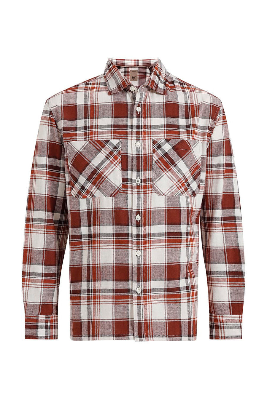 BASICS RELAXED FIT BEIGE COTTON HOPSACK CHECKS OVERSHIRT