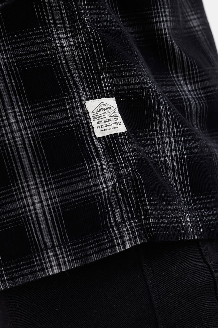 BASICS RELAXED FIT BLACK SHOE COTTON CORDUROY CHECKS OVER SHIRT