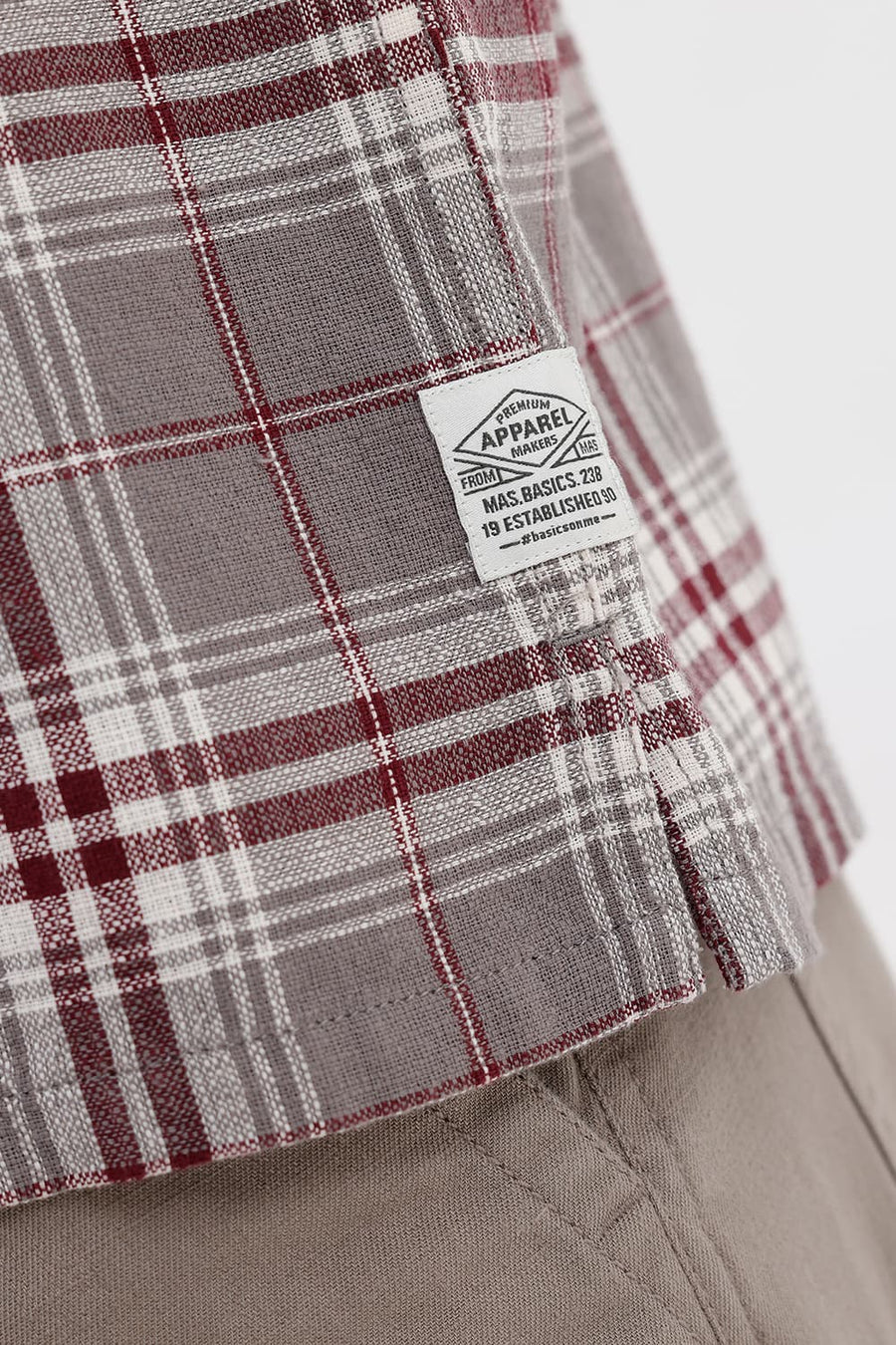 BASICS RELAXED FIT STEEPLE GREY COTTON HOPSACK DOBBY CHECKS OVER SHIRT