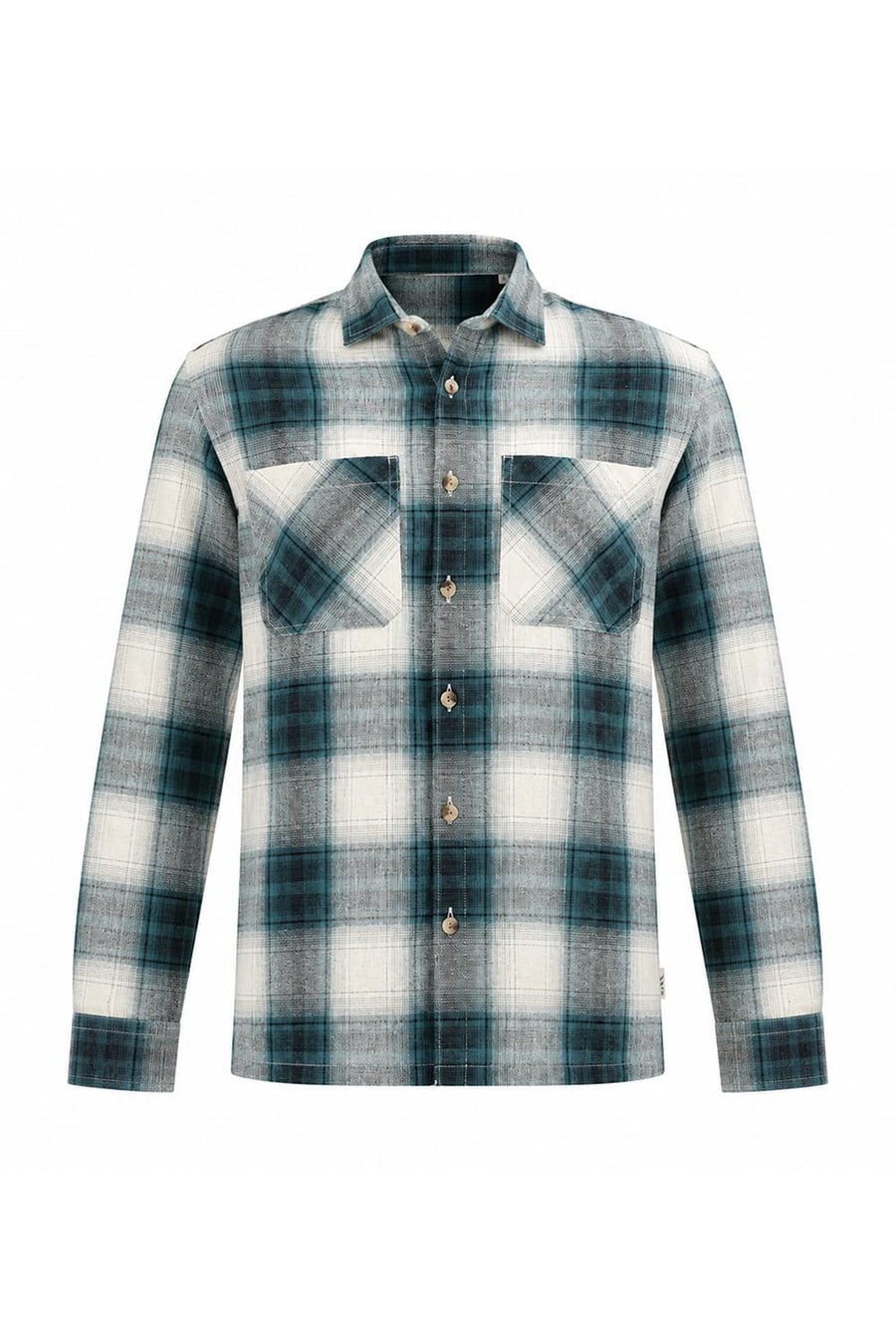 BASICS RELAXED FIT BAYOU ECRU COTTON HOPSACK DOBBY CHECKS OVER SHIRT