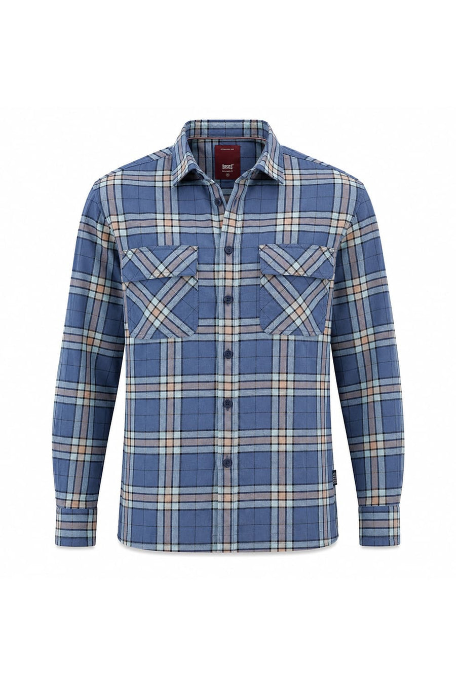 BASICS RELAXED FIT BLUE HARBOR COTTON BRUSHED TWILL CHECKS OVER SHIRT