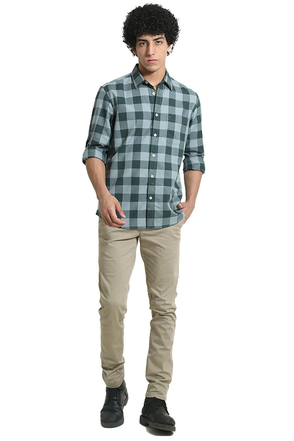 SLIM FIT COTTON GRINDLE CHECKS SHIRT