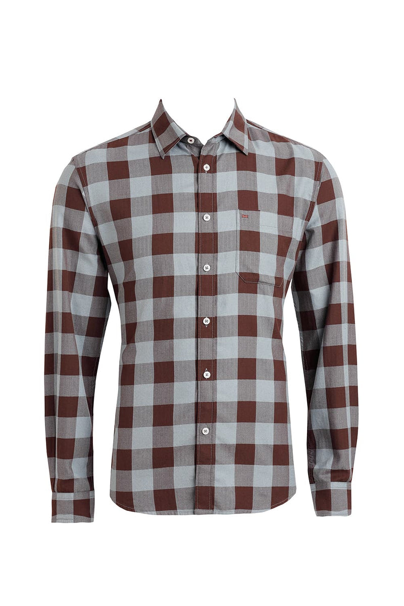 SLIM FIT COTTON GRINDLE CHECKS SHIRT