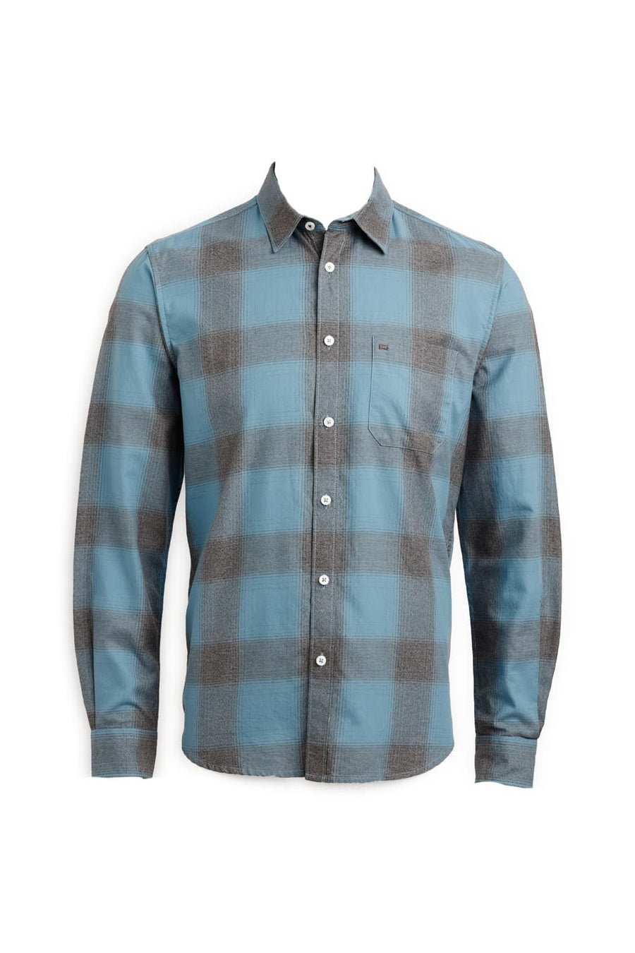 BASICS SLIM FIT HERITAGE BLUE COTTON GRINDLE CHECKS SHIRT