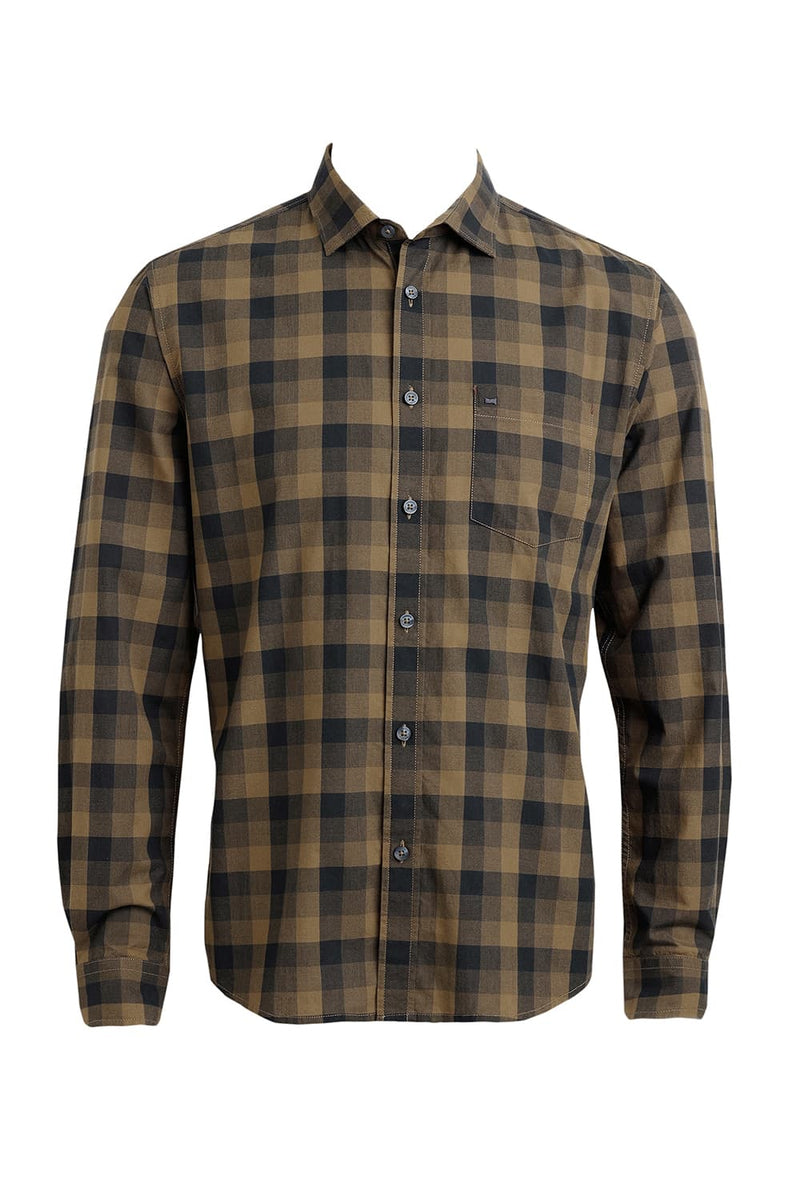 SLIM FIT COTTON CHECKS SHIRT