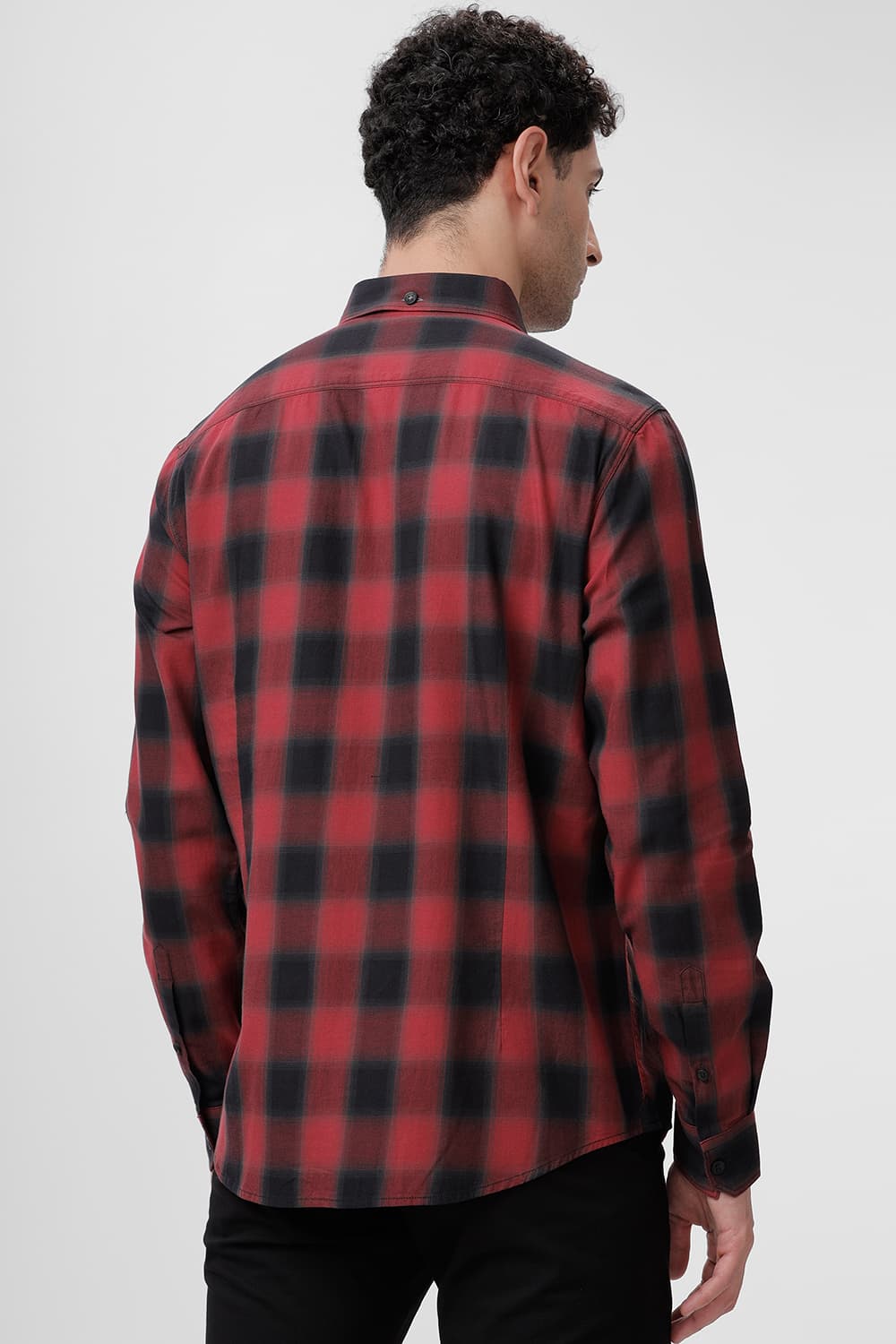 Slim Fit Cotton Twill Checks Shirt