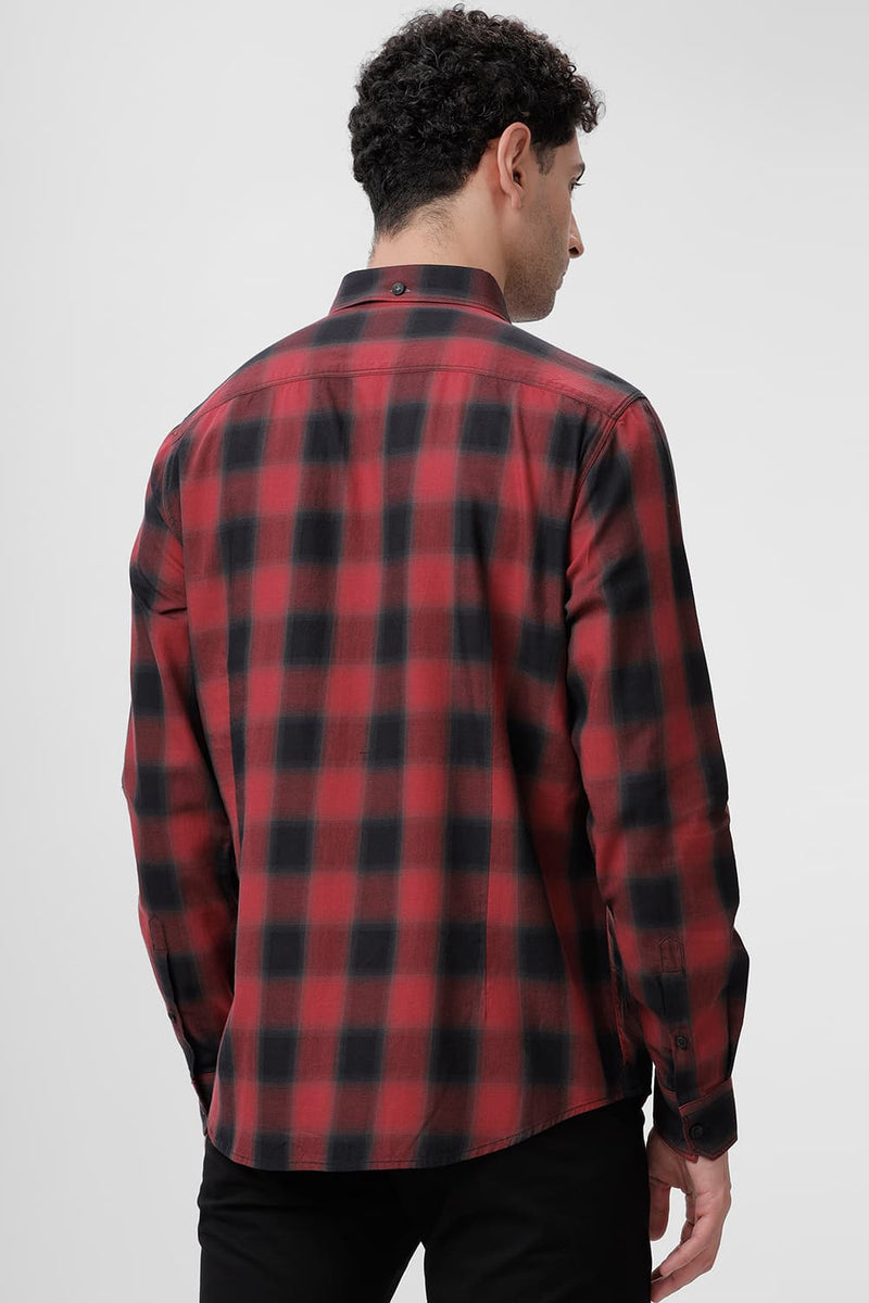 SLIM FIT COTTON TWILL CHECKS SHIRT