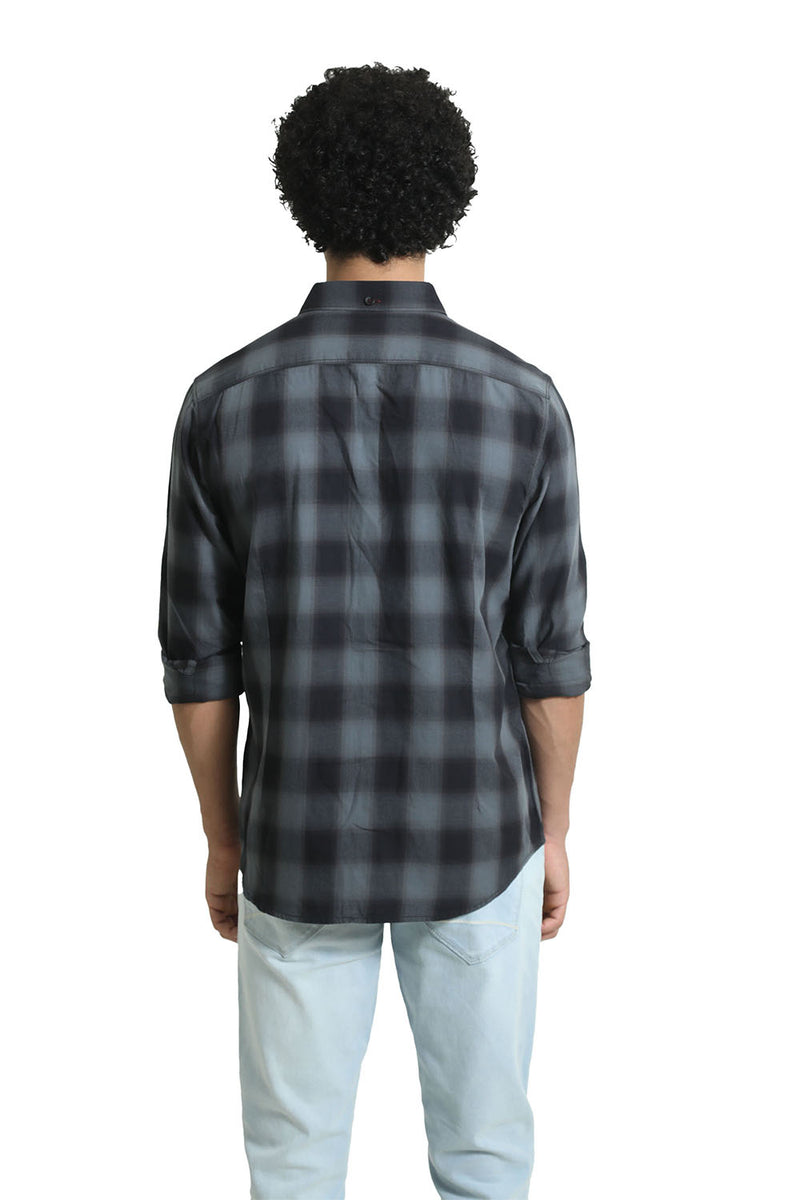 SLIM FIT COTTON TWILL CHECKS SHIRT