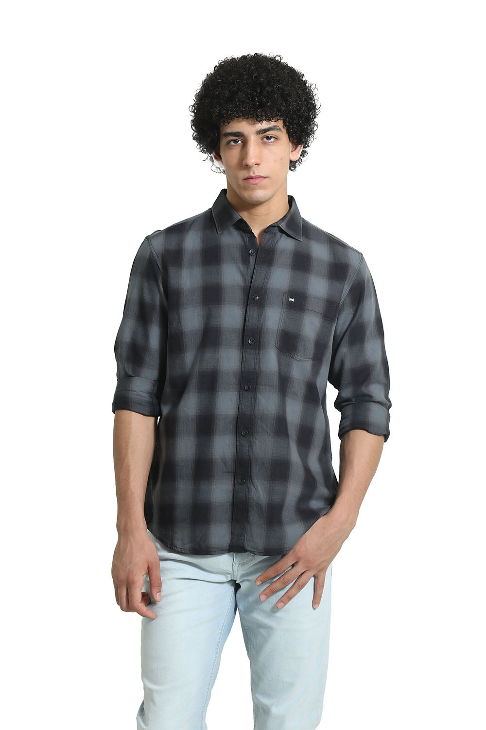 SLIM FIT COTTON TWILL CHECKS SHIRT