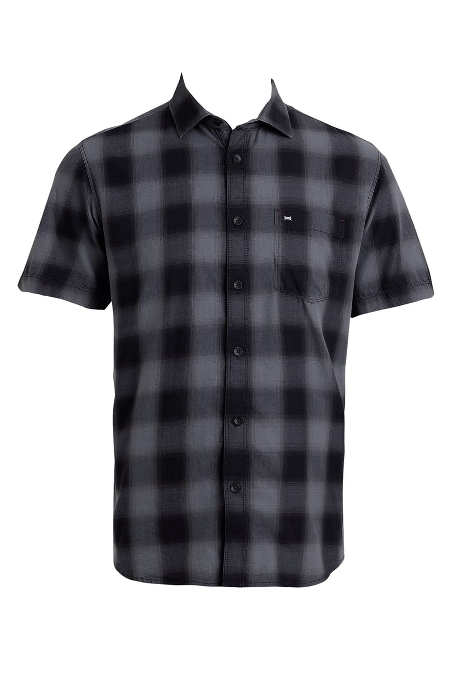 BASICS SLIM FIT CASTLEROCK GREY COTTON TWILL CHECKS HALFSLEEVES SHIRT