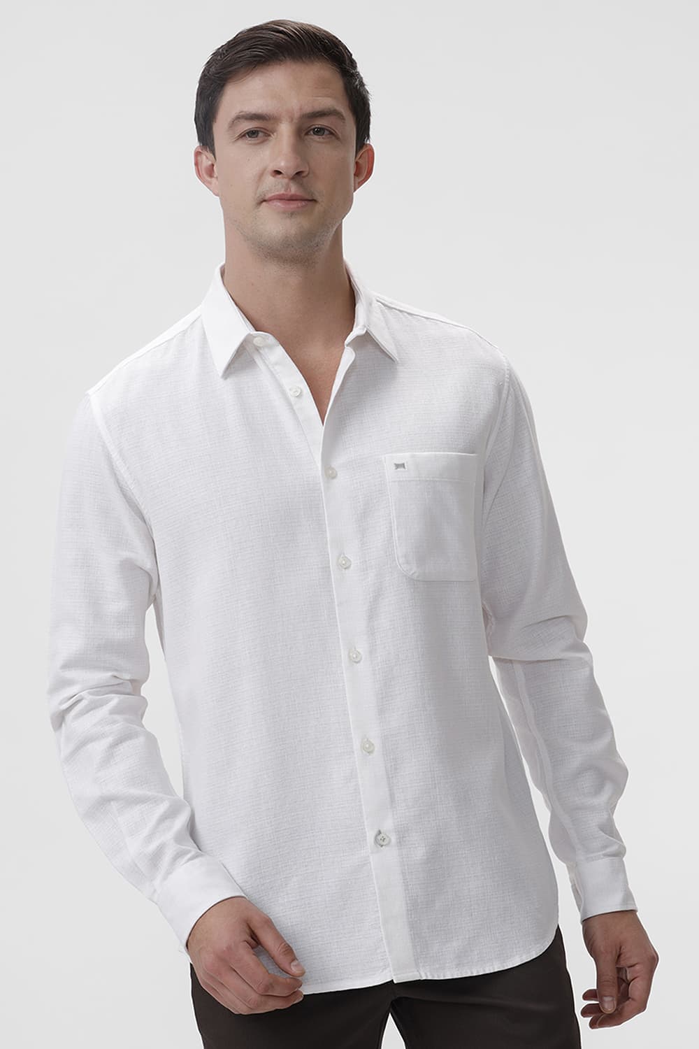 SLIM FIT COTTON HOPSACK DOBBY SHIRT