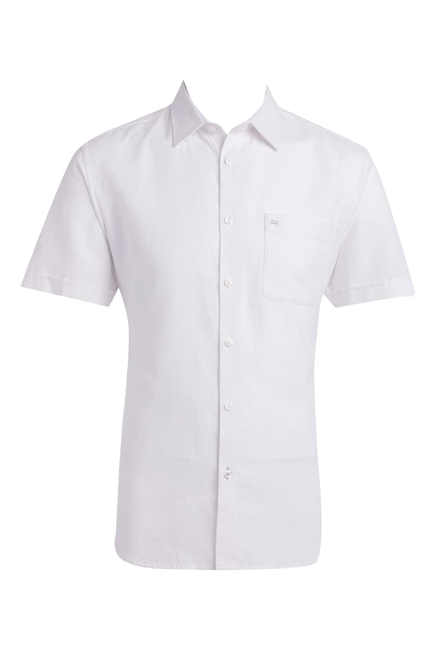 BASICS SLIM FIT WHITE ALYSSUM COTTON HOPSACK DOBBY HALFSLEEVES SHIRT