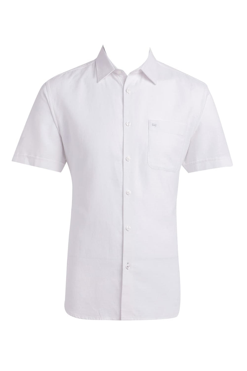 SLIM FIT COTTON HOPSACK DOBBY HALFSLEEVES SHIRT
