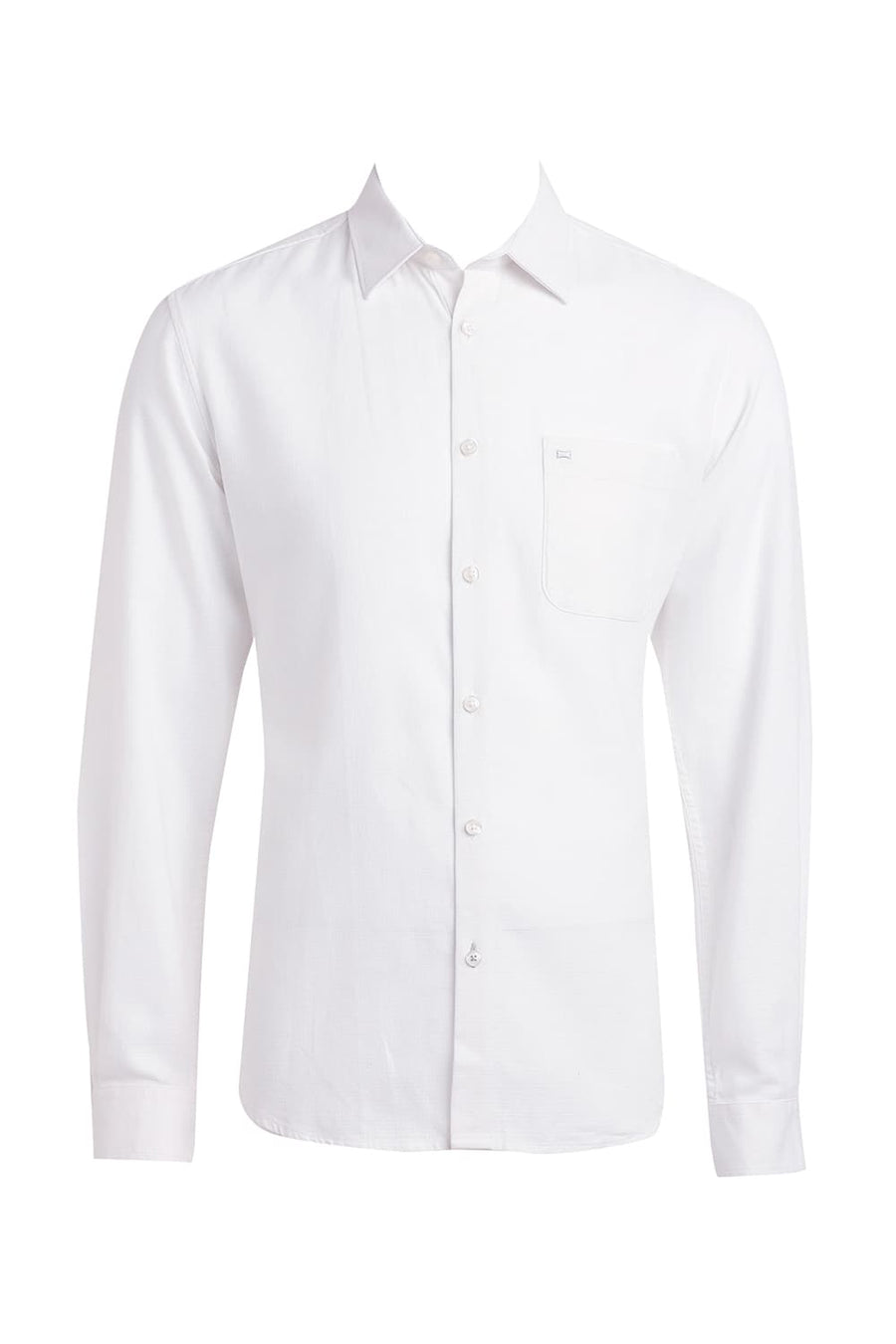 BASICS SLIM FIT WHITE ALYSSUM COTTON HOPSACK DOBBY SHIRT