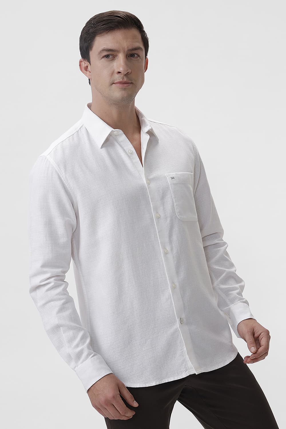 SLIM FIT COTTON HOPSACK DOBBY SHIRT