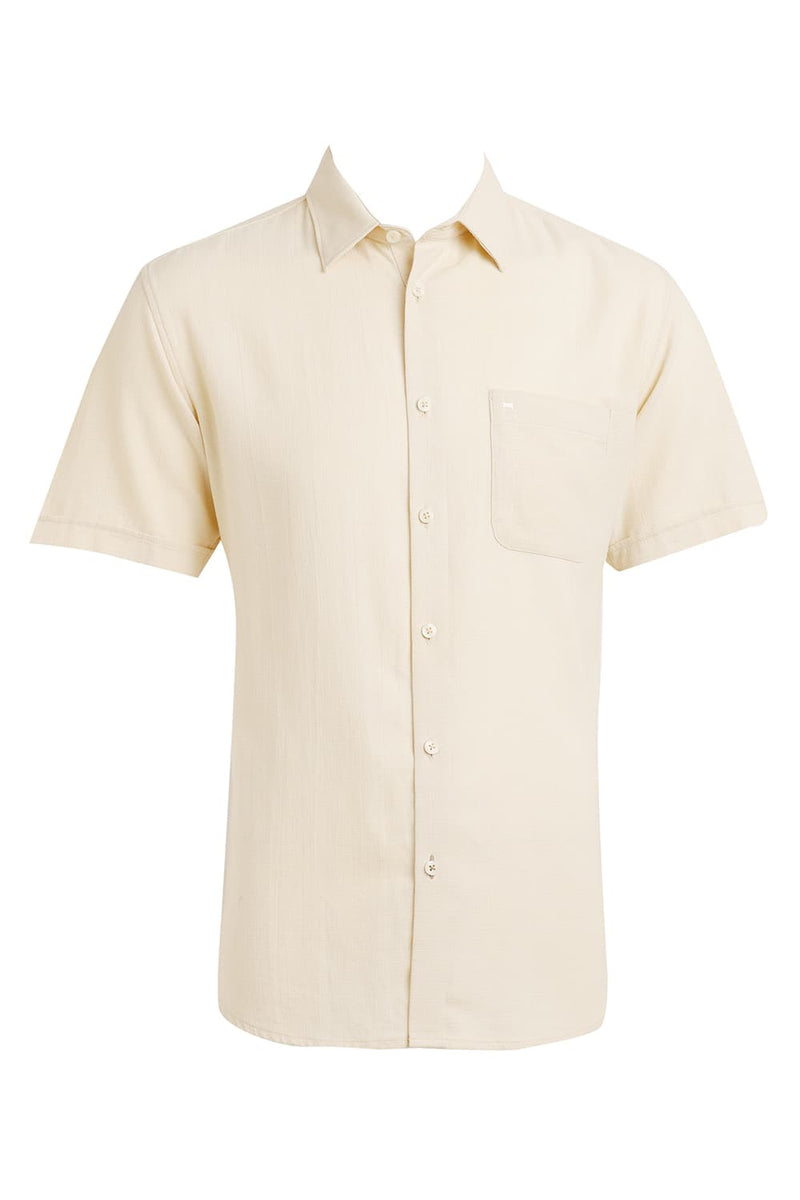 SLIM FIT COTTON HOPSACK DOBBY HALFSLEEVES SHIRT