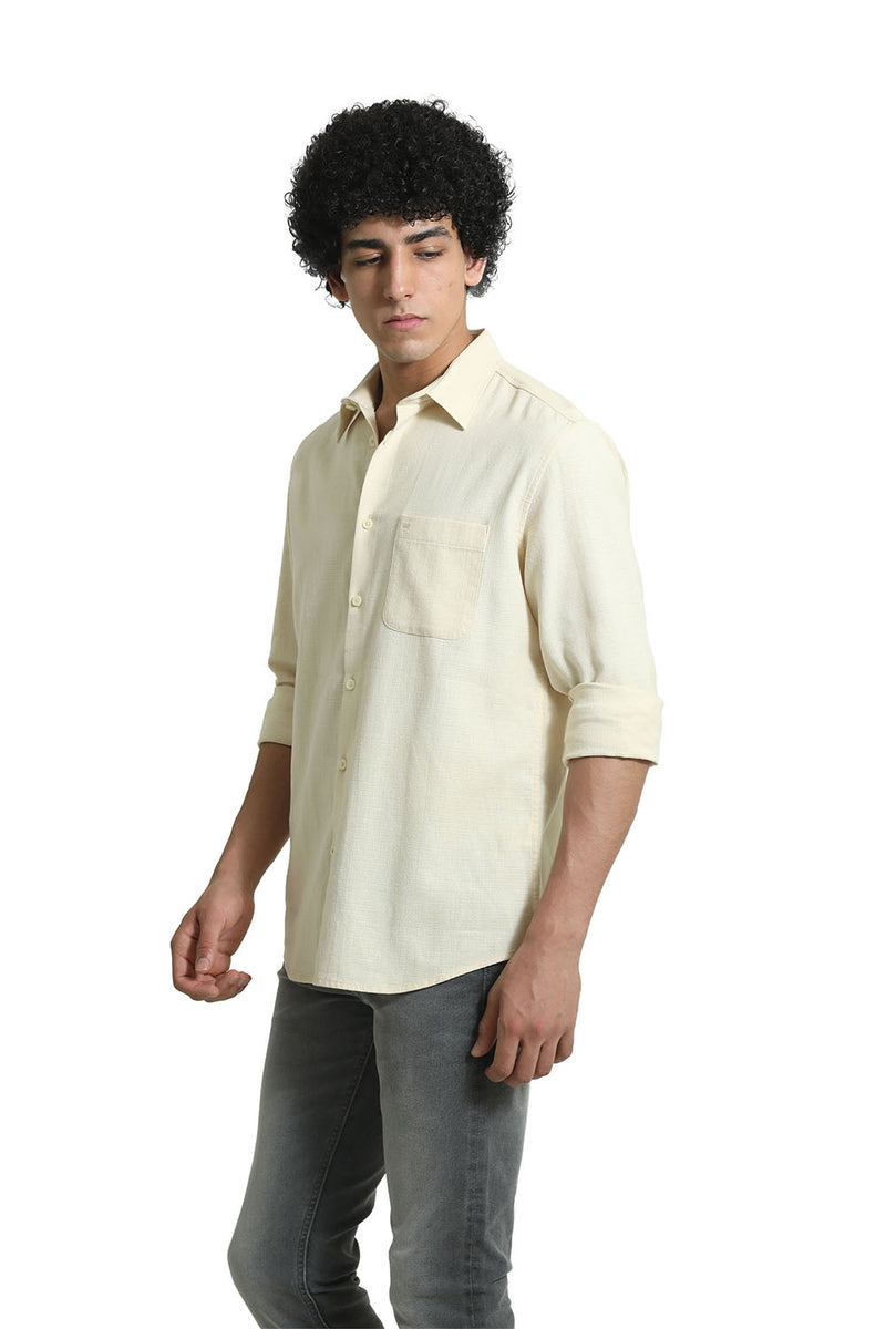 SLIM FIT COTTON HOPSACK DOBBY SHIRT