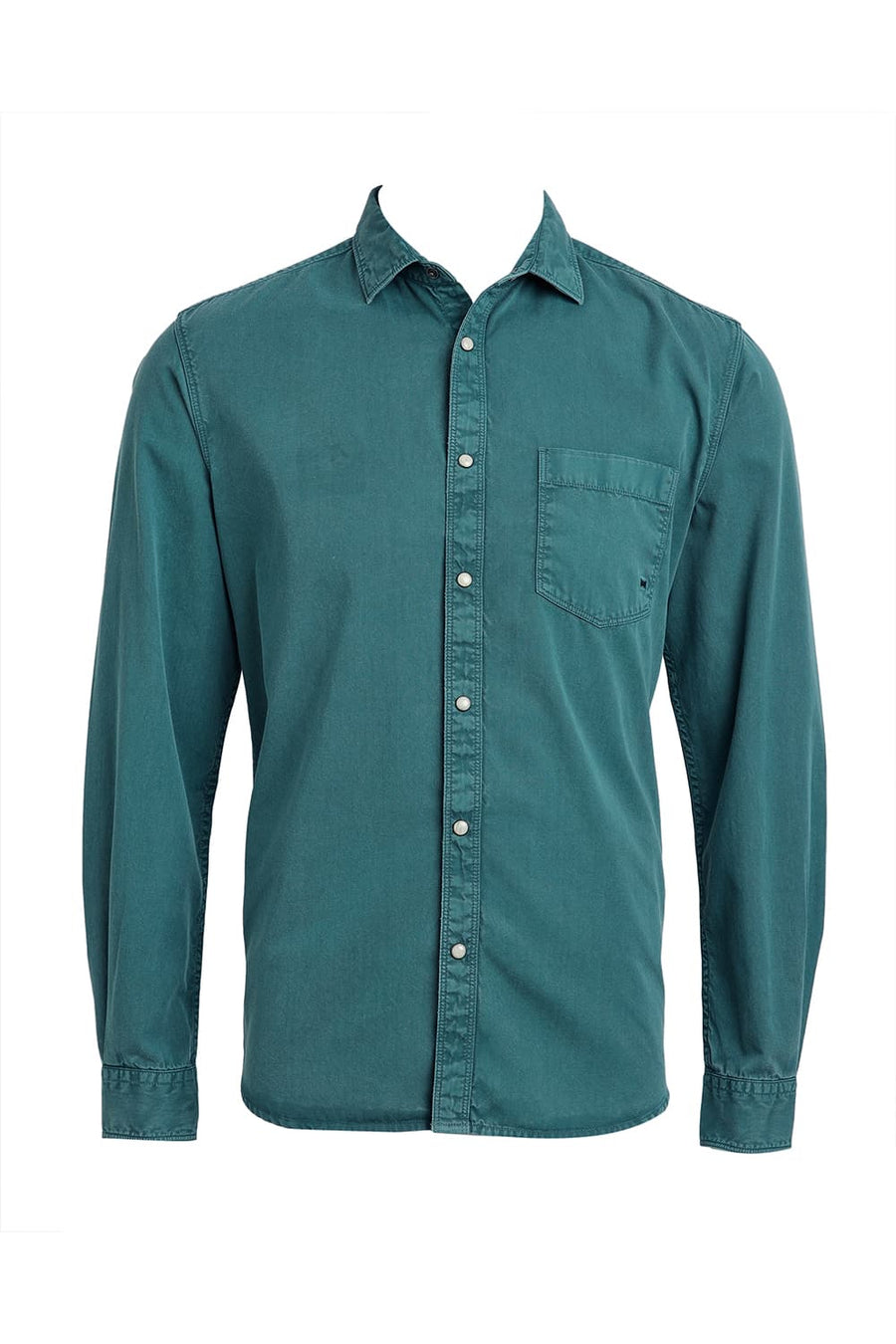 BASICS SLIM FIT TEAL LAGOON COTTON RFD SHIRT