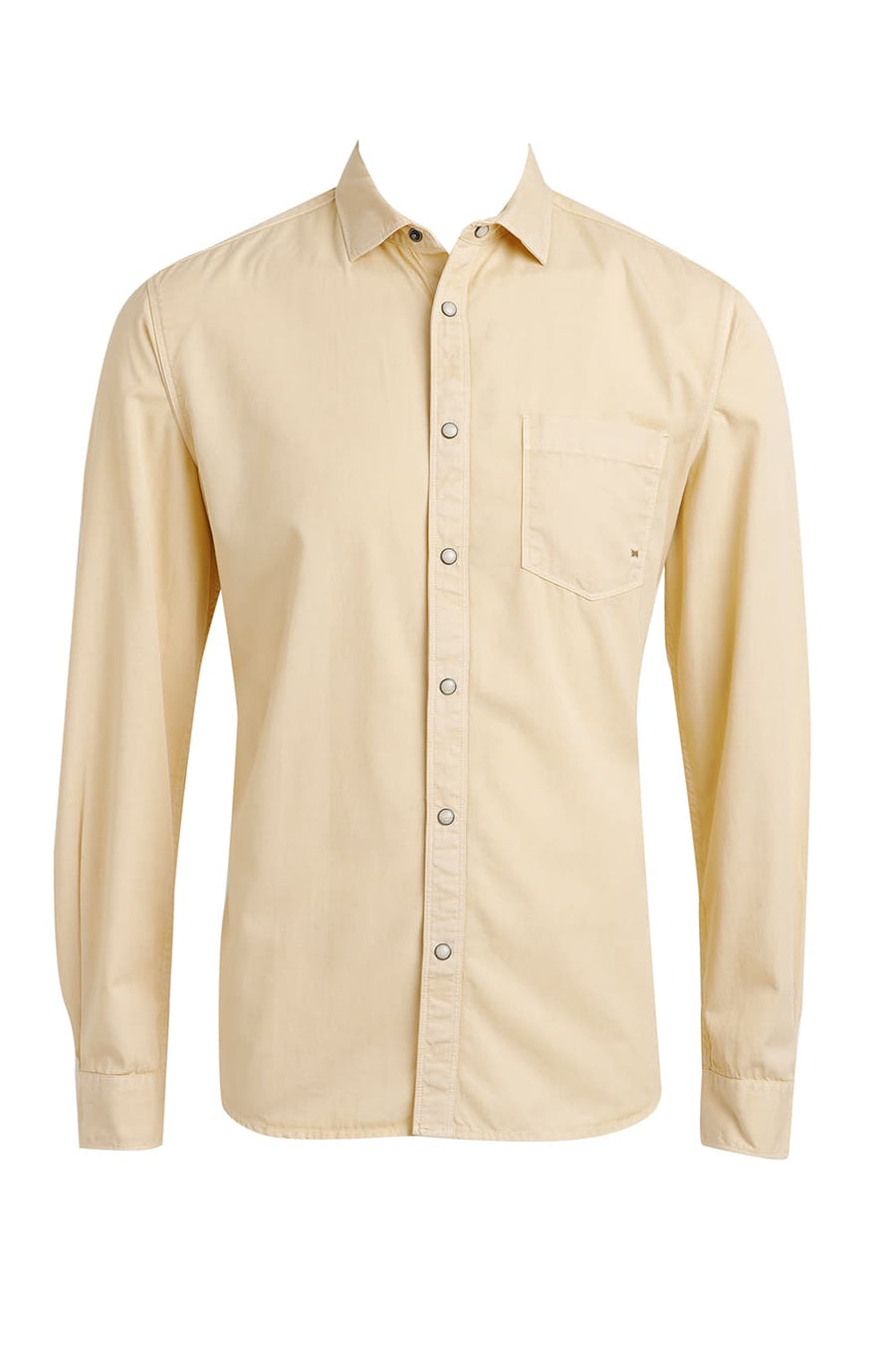BASICS SLIM FIT FLAN YELLOW COTTON RFD SHIRT