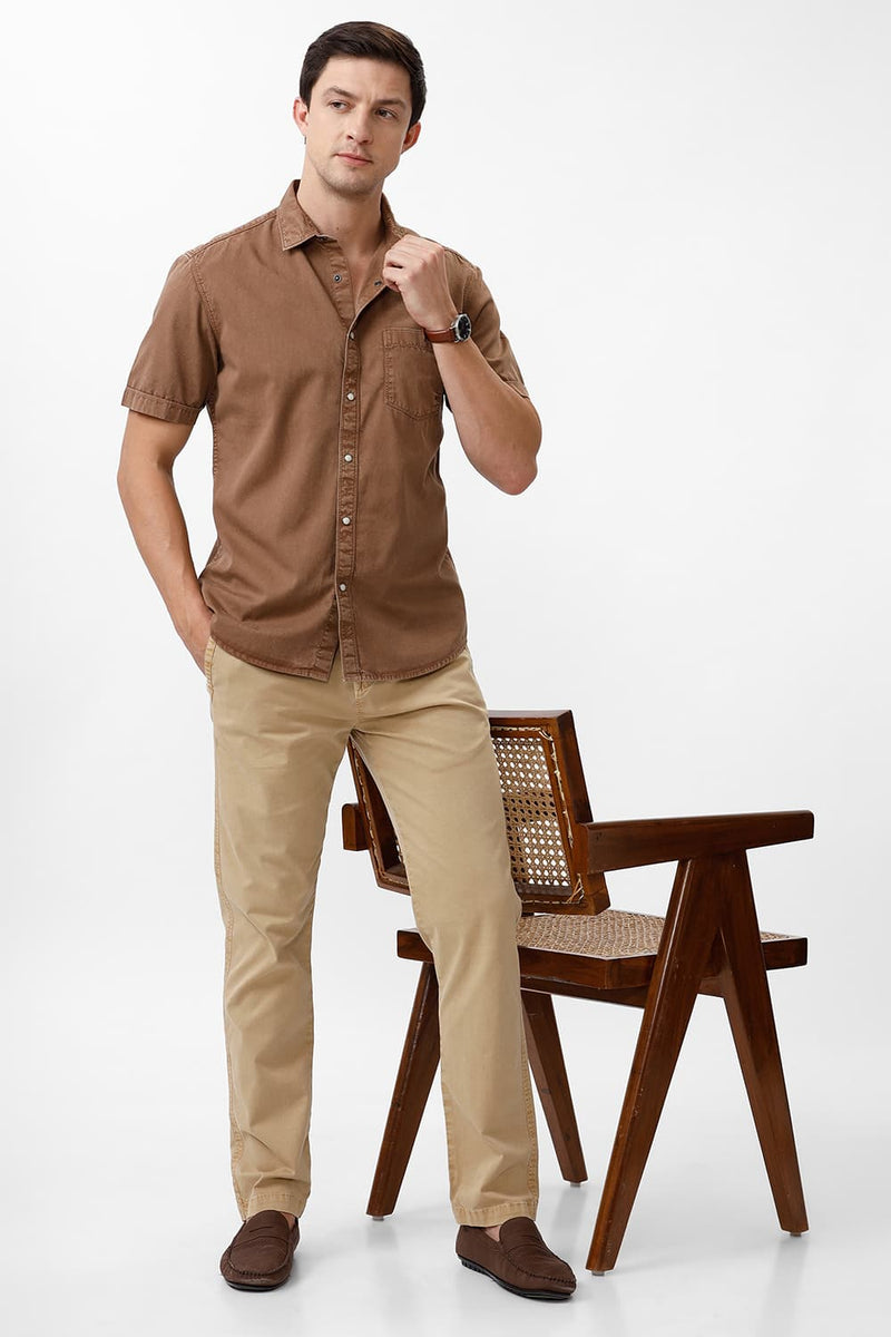 SLIM FIT COTTON RFD HALFSLEEVES SHIRT