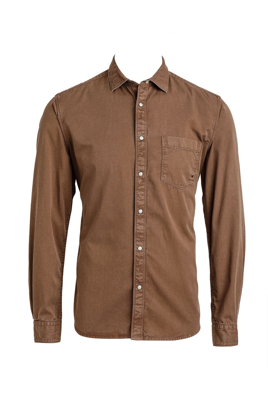 BASICS SLIM FIT BISON BROWN COTTON RFD SHIRT