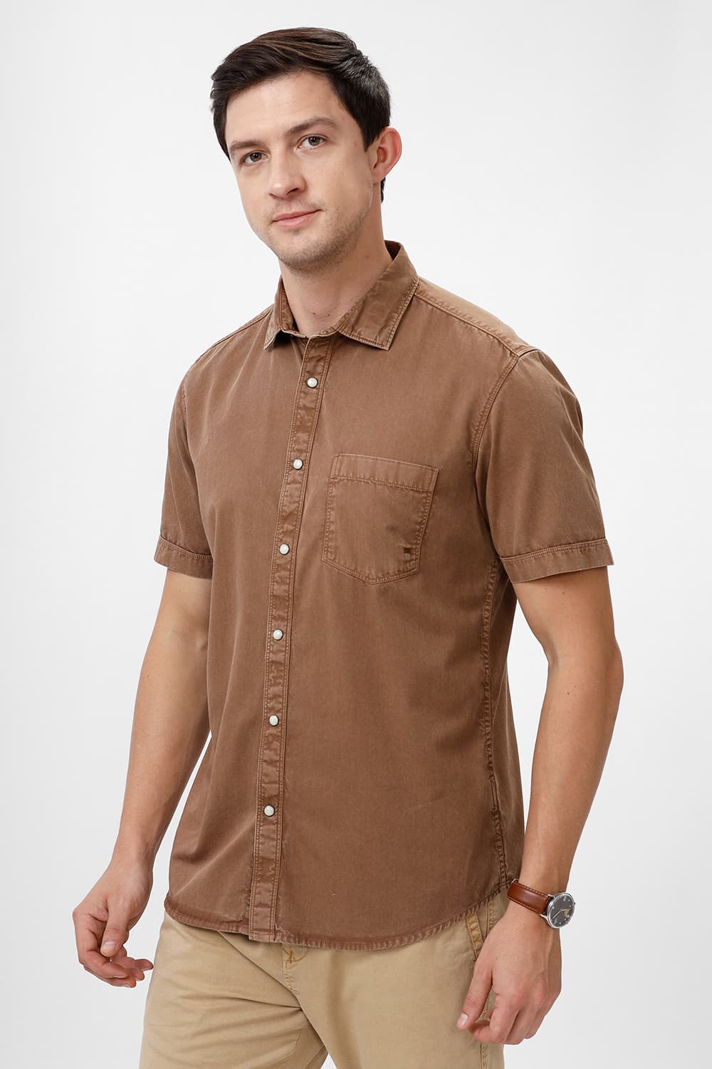SLIM FIT COTTON RFD HALFSLEEVES SHIRT