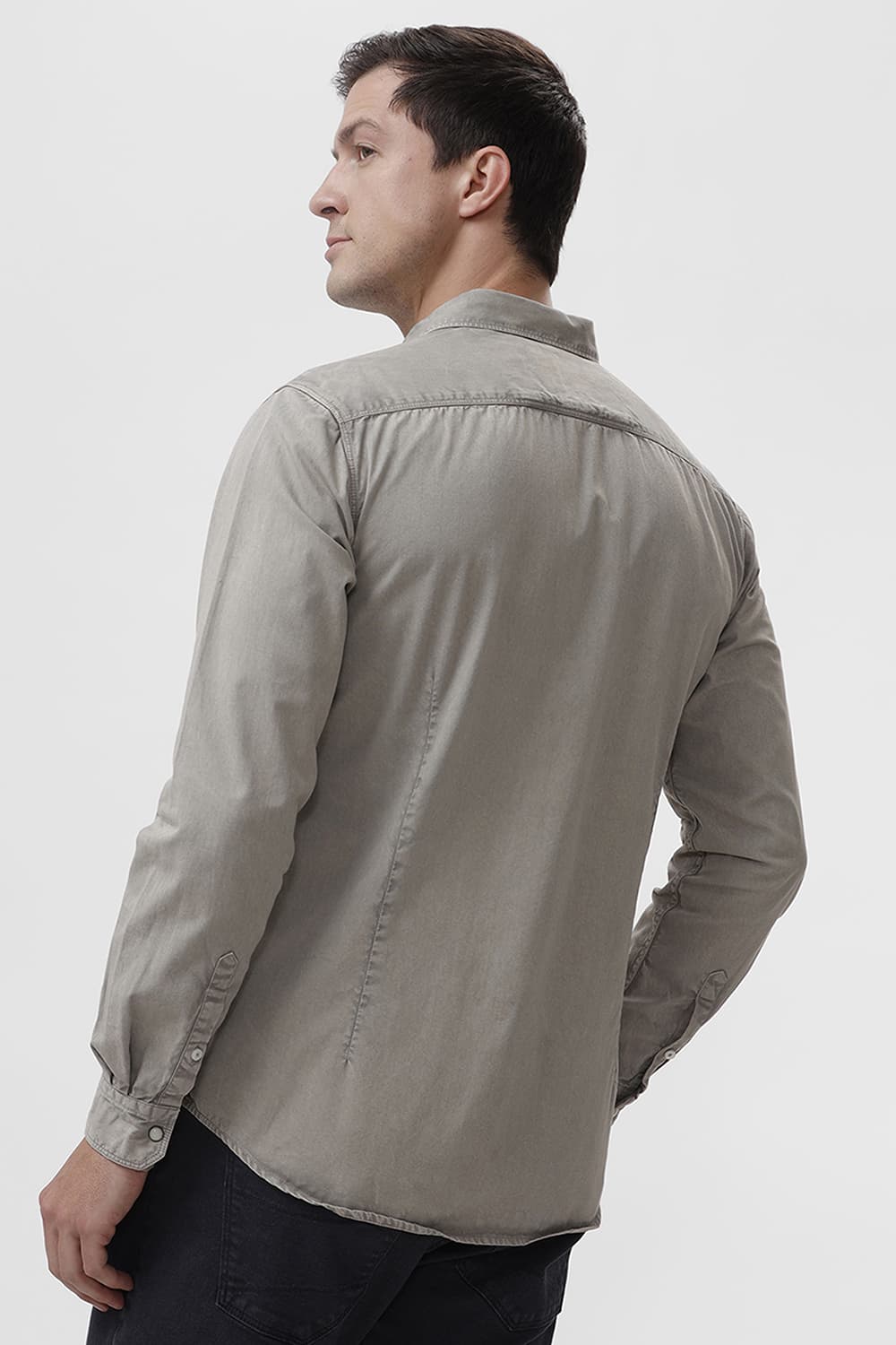 BASICS SLIM FIT STRING GREY COTTON RFD SHIRT