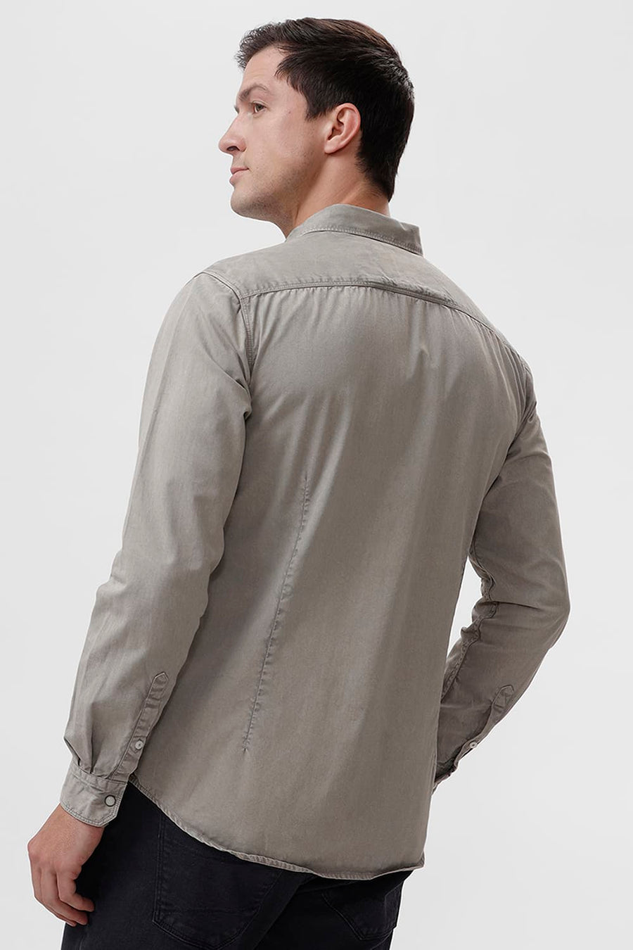 BASICS SLIM FIT STRING GREY COTTON RFD SHIRT