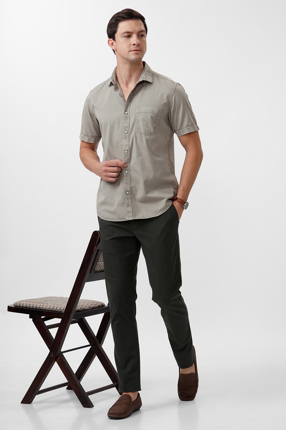 SLIM FIT COTTON RFD HALFSLEEVES SHIRT
