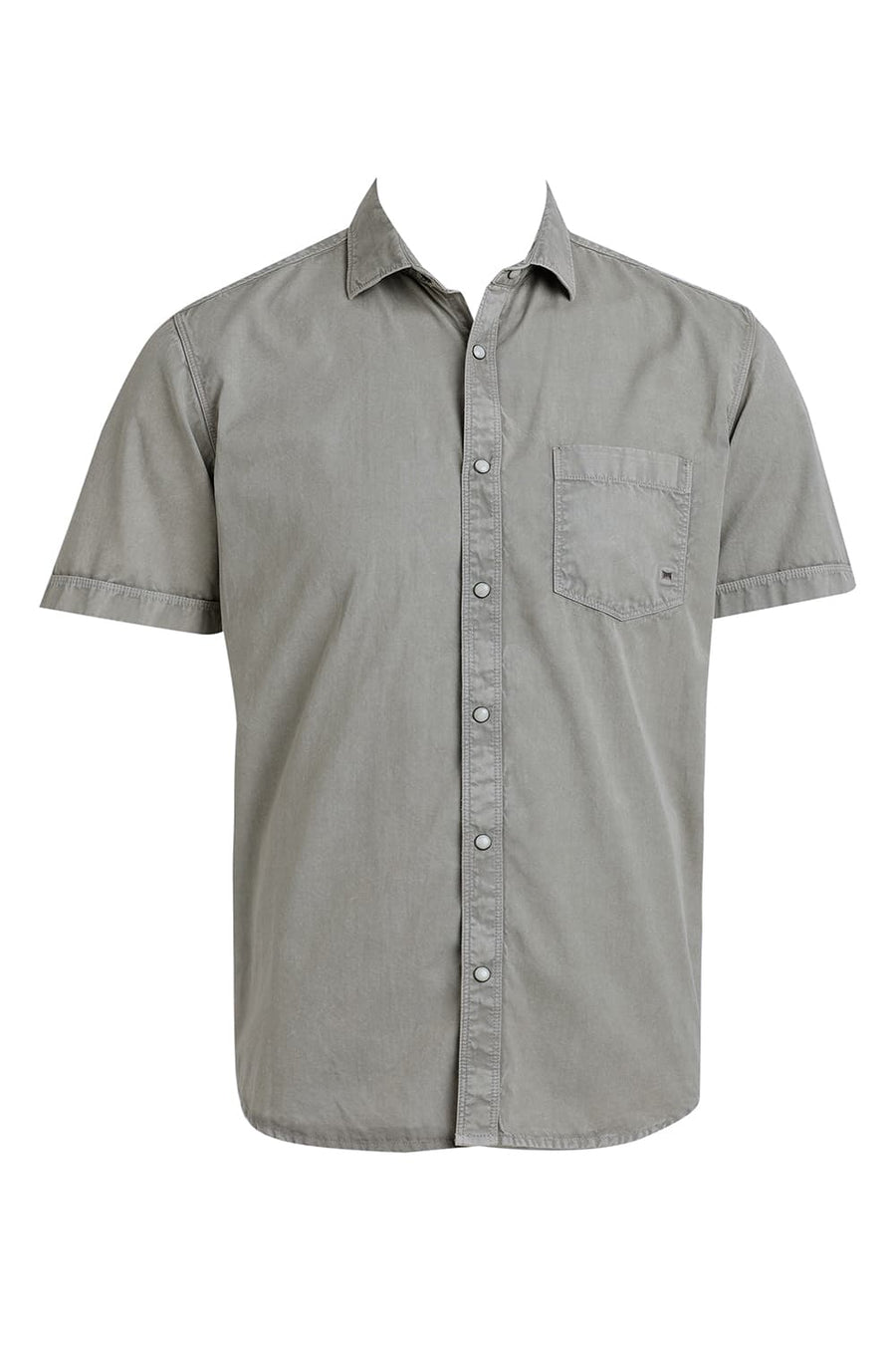BASICS SLIM FIT STRING GREY COTTON RFD HALFSLEEVES SHIRT