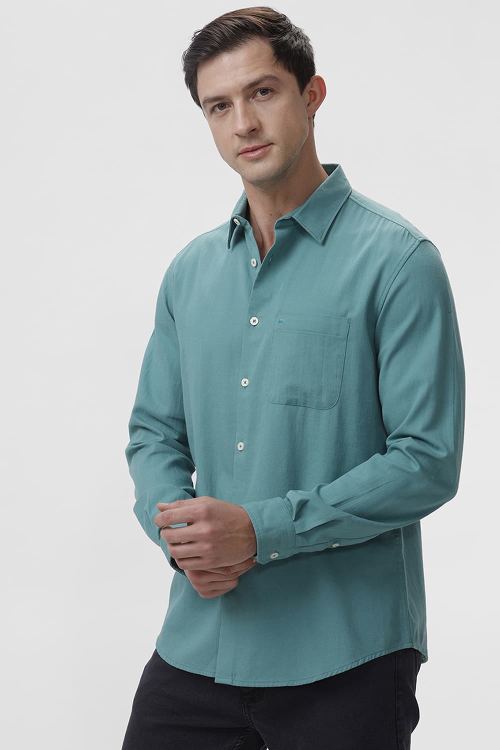 SLIM FIT COTTON BROKEN TWILL SHIRT