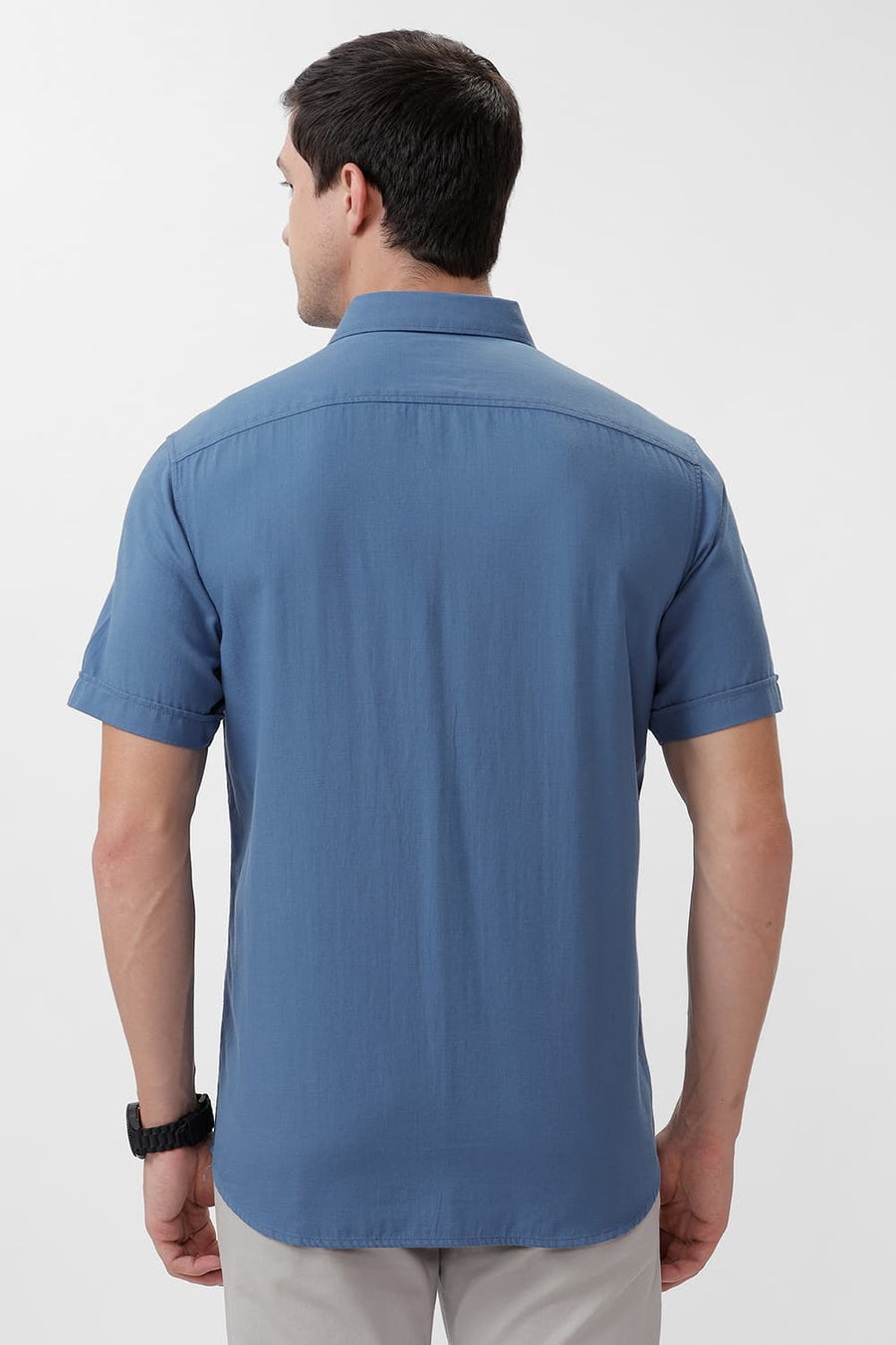 BASICS SLIM FIT BLUE HARBOR COTTON BROKEN TWILL HALFSLEEVES SHIRT