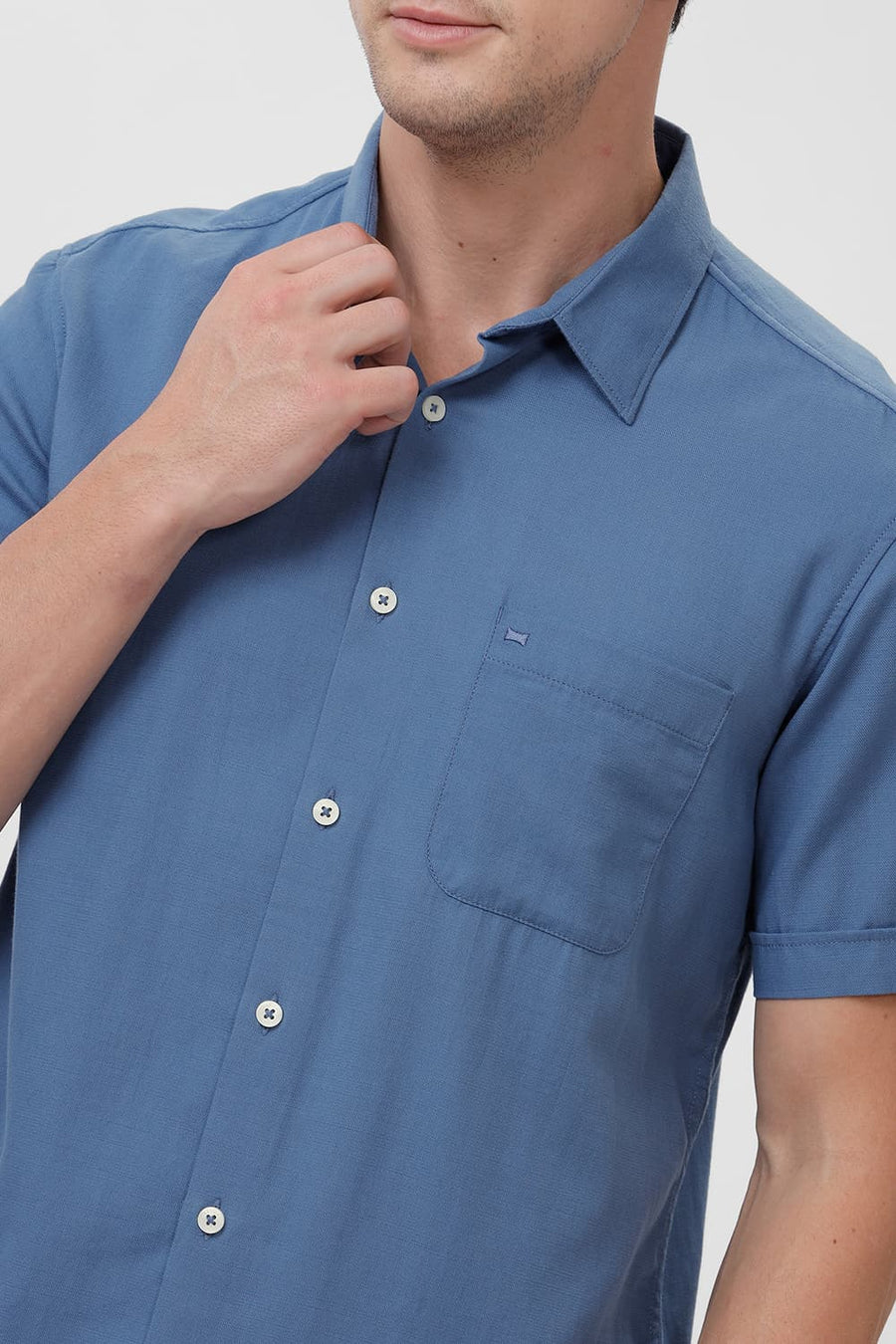 BASICS SLIM FIT BLUE HARBOR COTTON BROKEN TWILL HALFSLEEVES SHIRT