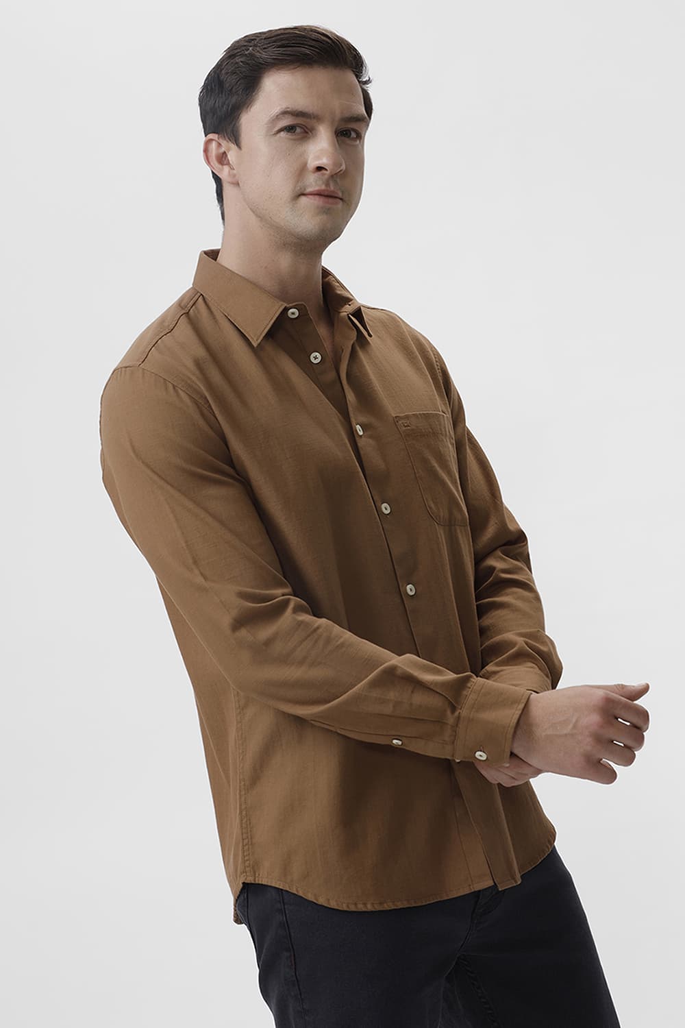 SLIM FIT COTTON BROKEN TWILL SHIRT