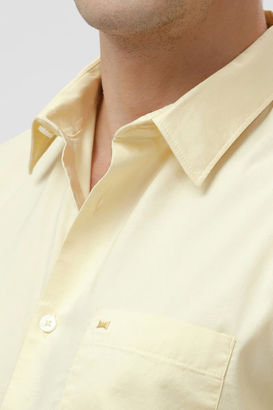 BASICS SLIM FIT PASTEL YELLOW COTTON OXFORD SHIRT