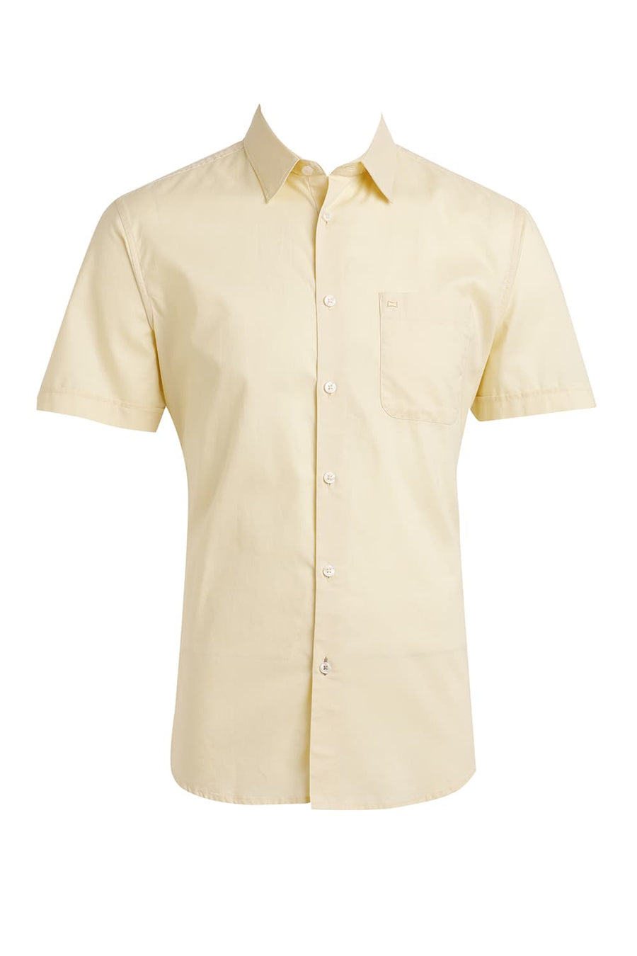 BASICS SLIM FIT PASTEL YELLOW COTTON OXFORD HALFSLEEVES SHIRT