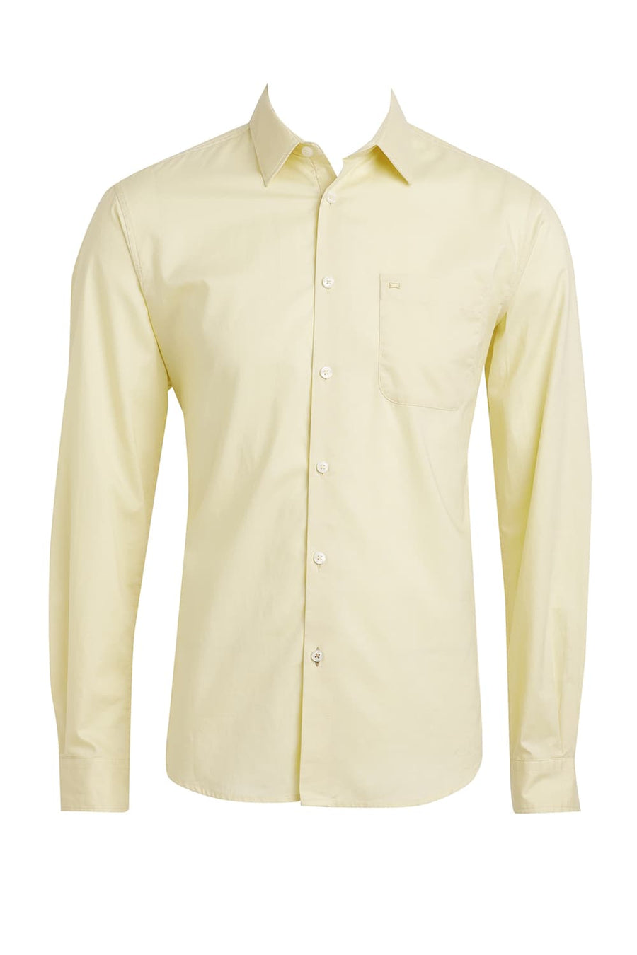 BASICS SLIM FIT PASTEL YELLOW COTTON OXFORD SHIRT