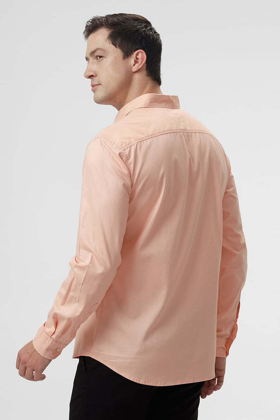 BASICS SLIM FIT PEACH MELBA COTTON OXFORD SHIRT