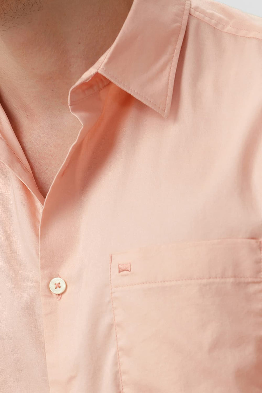 BASICS SLIM FIT PEACH MELBA COTTON OXFORD SHIRT