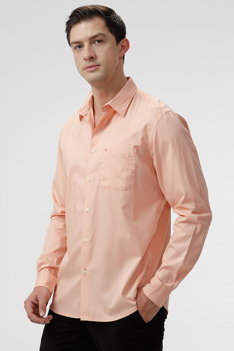 BASICS SLIM FIT PEACH MELBA COTTON OXFORD SHIRT