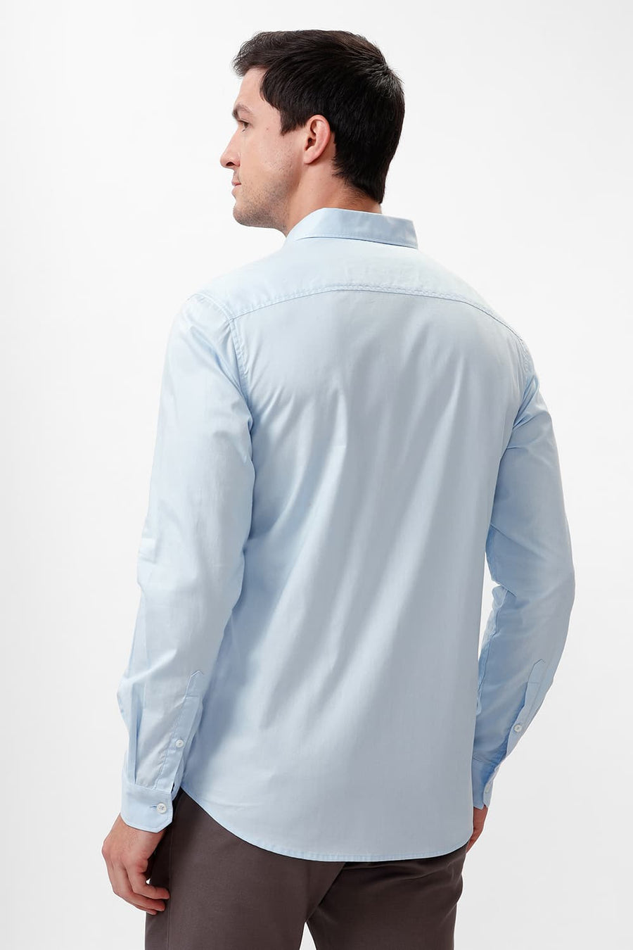 BASICS SLIM FIT SKYWAY BLUE COTTON OXFORD SHIRT