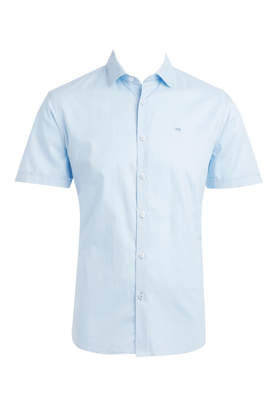 BASICS SLIM FIT SKYWAY BLUE COTTON OXFORD HALFSLEEVES SHIRT