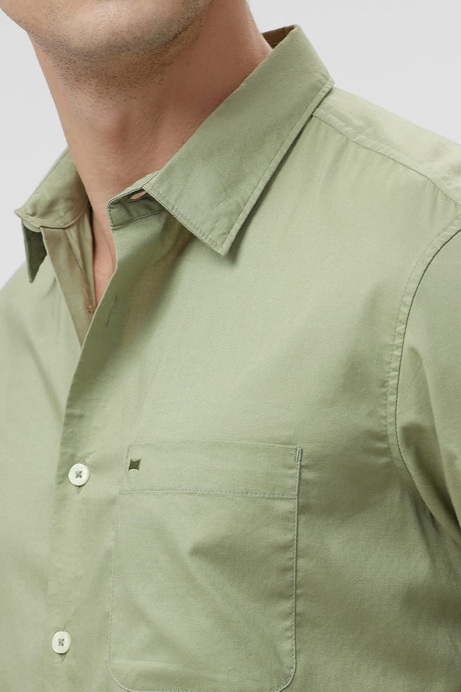 BASICS SLIM FIT SAGE GREEN COTTON OXFORD SHIRT